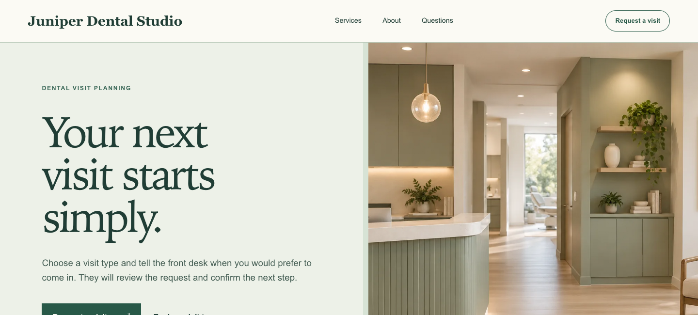 Preview of the Juniper Dental Studio website