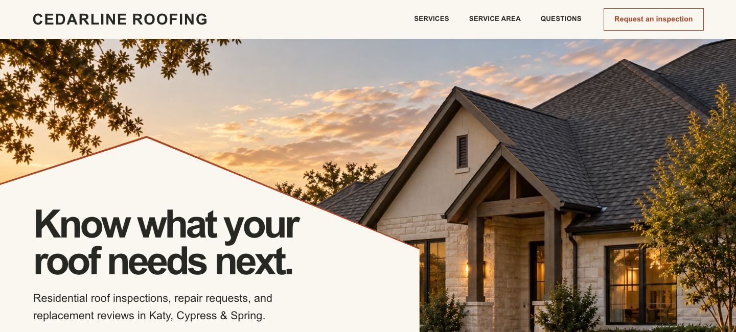 Preview of the Cedarline Roofing website
