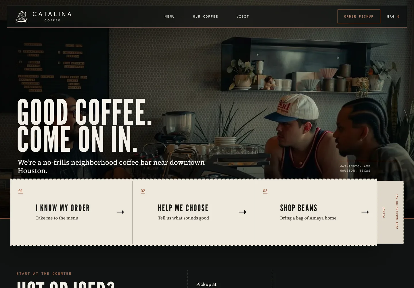 Catalina Coffee website direction